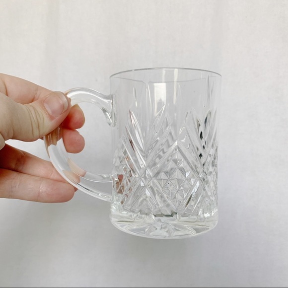 Vintage // Clear Glass Crosshatch Patterned Mug
